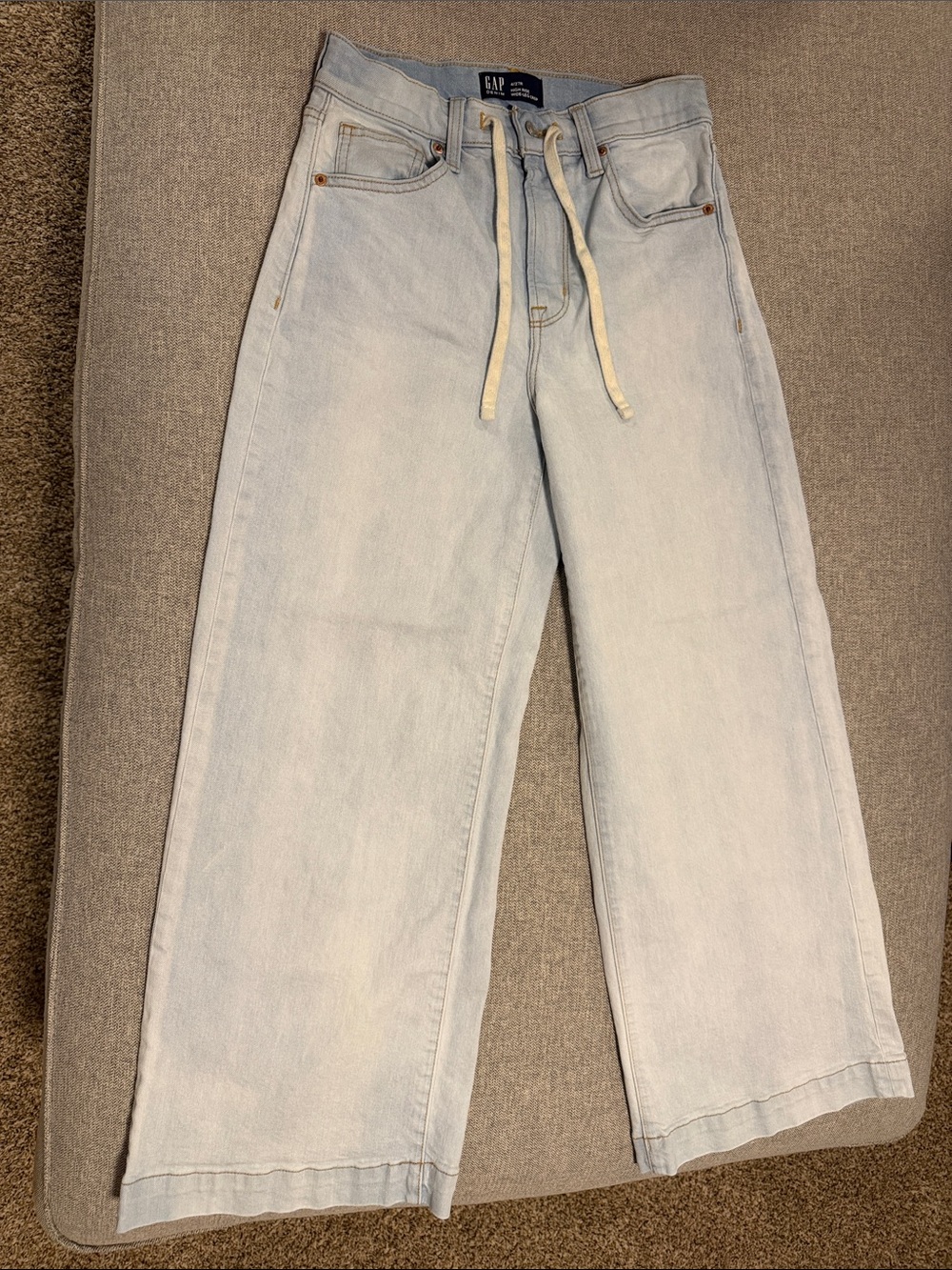GAP DENIM | High-Rise Wide-Leg Crop Drawstring Jeans
